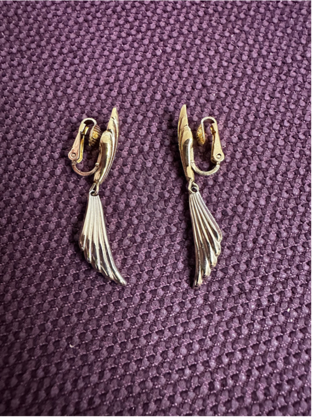 Gold Tone Wing Clip-On Earrings